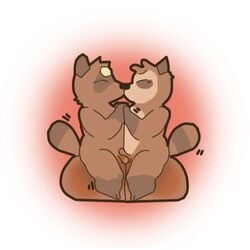 balls balls_bigger_than_penis big_balls big_balls_small_penis chubby flaccid frottage furry gay hyper hyper_balls kissing male male_only no_humans oversized_balls penis small_penis tanuki tehweenus yaoi