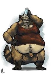 aokmaidu balls big_balls bottomless hyper hyper_balls male male_only overweight sheath solo tanuki