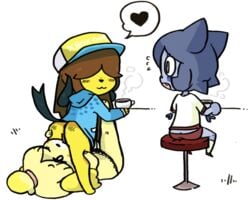 animal_crossing anus ass blush canine colo doubutsu_no_mori female furry heart isabelle_(animal_crossing) nintendo no_humans public shizue_(doubutsu_no_mori) tagme year_request yuri