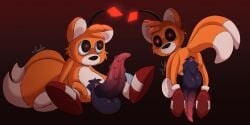 2_tails animate_inanimate anus ass backsack balls creepypasta doll floating genitals glowing glowing_eyes gradient_background hi_res living_doll living_plushie looking_at_viewer looking_back male mandyfoxy mouthless multi_tail penis plushie presenting presenting_hindquarters sega simple_background sitting sonic_(series) sonic_the_hedgehog_(series) tail tails_doll unusual_anatomy unusual_genitalia unusual_penis