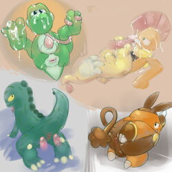 argon_vile crossover heart mario_(series) multiple_images nintendo pignite pokemon scrafty yoshi you_are_umasou