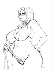 female female_only human miyabitsuzuru monochrome naruto solo tagme tsunade