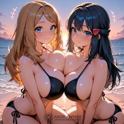 2026 2girls aegis_elysium afternoon ai-generated ai_art ai_generated ass beach big_breasts bikini blue_eyes blue_hair blushing_at_viewer blushing_female breasts brown_hair cleavage cloud clouds cute dawn_(pokemon) dawn_(pokemon_games) day female female_focus female_only game_freak hair_ornament headpiece hi_res high_quality high_res high_resolution horny hot huge_breasts large_breasts lewd long_hair mountain mountains naugty nintendo ocean ocean_waves ocean_waves_background pokemon pokemon_dpa pokemon_dppt pokemon_dppt_(anime) pokemon_trainer pokemon_xy pokemon_xy_(anime) sand sea seaside seductive_look seductive_smile serena_(pokemon) serena_(pokemon_games) sexy sitting sky smiling smiling_at_viewer sun sunlight sunset sunshine symmetrical_docking thick_breasts thick_thighs thighs tiara very_long_hair water watermark waves wet