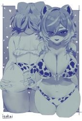 1girls 3am absurdres animal_ears animal_print ass back big_ass big_breasts bikini breasts commentary cow_print cow_print_bikini cowkini curvy curvy_figure eye_mask fat_ass female heart highres holding holding_jar huge_breasts implied_lactation itokai jar lactation large_ass large_breasts mask massive_breasts milk milkers milking navel open_mouth raccoon_ears raccoon_girl seductive_smile short_hair smile snuffy spread_ass swimsuit symbol-only_commentary thick thick_ass thick_thighs thighs virtual_youtuber vtuber wide_hips