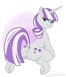 2013 anus ass blue_eyes cutie_mark english_text equine female friendship_is_magic furry furry_only grey_fur horn horse looking_back milf my_little_pony non-anthro pony ponyclopsasaurus pussy star_sparkle_(mlp) text twilight_velvet_(mlp) two_tone_hair unicorn