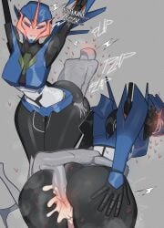 1girls 2d alien alien/human alien_girl alien_humanoid arcee arcee_(prime) autobot biting_own_lip blue_body blush closed_eyes comic_panel cybertronian english_text faceless_male female female_focus human_is_better humaned minicop2001 robot robot_girl robot_humanoid tagme text transformers transformers_prime