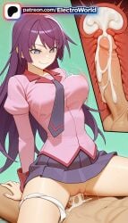 1boy 1girls 2026 ai_generated artist_name bakemonogatari blue_eyes blush breasts bust cervix chest clitoral_hood closed_mouth clothed_sex cock cross_section cum cum_in_pussy deep_penetration dick ejaculation electroworld exposed_pussy eyebrows_visible_through_hair female fertilization fucking hi_res high_quality high_resolution highres impregnation intercourse internal_cumshot juicy_pussy legs_apart legs_spread long_hair love_making monogatari_(series) necktie open_legs overflow ovum panties panties_around_one_leg patreon patreon_username penetration penis purple_hair pussy senjougahara_hitagi sex sexual_intercourse shiny shirt skirt solo_focus splayed_legs spread_legs stable_diffusion straddling straight tight_pussy uncensored underwear uterus vagina vaginal_penetration watermark white_panties x-ray