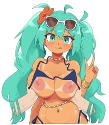 bikini brazilian_miku large_breasts nipples pixel_art pussy pussy_out sub-neamo tagme tanlines tits_out vocaloid