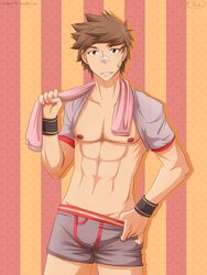 1boy catnappe143 male male_only muscles shirt_pulled_behind_neck solo tagme thumb_in_waistband underwear