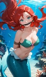 disney the_little_mermaid ariel ai_generated kermitthefrog223456 1girls female peril solo underwater underwater_peril tagme