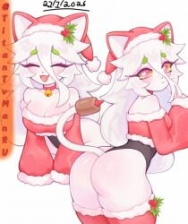 2026 :) :d artist_logo artist_name artstyle_imitation ass_focus bell_collar big_ass blush blushing_female bodysuit breast_press cap cat_ears cat_girl cat_tail catgirl cattail_(chikomokii) cattail_(pvz) christmas_clothing christmas_hat closed_eyes collar cropped_sweater dated flora_fauna green_eyebrows happy_female heart-shaped_pupils holly_(plant) legs_together long_hair long_sleeves medium_breasts off-shoulder_sweater open_mouth pink_eyes plant plant_humanoid plantie plants_vs_zombies poses red_thighhighs socks tagme tagme_(artist) tagme_(character) tail titantvmanru very_long_sleeves white_hair white_skin wide_hips yellow_sclera
