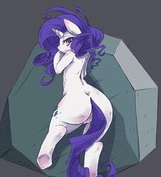 blue_eyes blush cutie_mark equine friendship_is_magic hair horn my_little_pony plain_background purple_hair pussy rarity_(mlp) straight_hair tom_(mlp) unicorn wide_hips