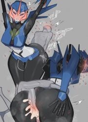 1girls 2d arcee arcee_(prime) autobot biting_own_lip blue_body blush closed_eyes comic_panel cybertronian english_text faceless_male female female_focus human_is_better humaned minicop2001 robot robot_girl robot_humanoid tagme text transformers transformers_prime