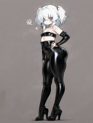 1girls ai_generated belly_button big_ass big_butt blue_eyes boots bubble_ass bubble_butt camel_toe cameltoe commission dungeons_and_dragons high_heels imminent_sex latex latex_armwear latex_clothing latex_legwear latex_pants latex_tubetop leather leather_clothing leather_pants lily_buns looking_at_viewer looking_back mage oatmealdood oblivion oc original pale-skinned_female shiny_clothes shortstack skin_tight skyrim small_breasts solo_female submissive submissive_female suggestive_look the_elder_scrolls thick_ass thick_butt thick_thighs tube_top tubetop twintails white_hair