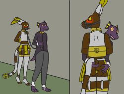 ahuizotl anal anal_sex anthro arm_cuffs blushing_at_viewer brown_body brown_fur buttplug buttplug_in_ass buttplug_insertion clothed clothing collar duo exhibitionism feathers female flat_chested formal_clothing fur leash leashed_collar male male/female object_in_ass packmule painted_claws penetration plug_(sex_toy) plug_insertion purple_lizard_(trinitite) rape_play sex_toy sex_toy_in_ass sex_toy_insertion skimpy spats_(footwear) toeless_legwear tory_(trinitite) translucent translucent_clothing trinitite white_clothing yellow_body yellow_feathers