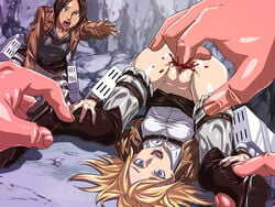 2boys 2girls attack_on_titan blood censored christa_lenz female finger giant_male guro historia_reiss imminent_death macro_male macro_penetrating_micro micro_female micro_on_macro mosaic_censoring mosaic_censorship rape shingeki_no_kyojin size_difference titan_(shingeki_no_kyojin) vagina yawakon ymir_(shingeki_no_kyojin)