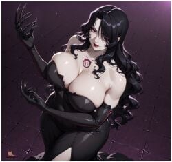 adoptable adorable ai_generated big_breasts black_hair deviantart deviantart_link deviantart_logo deviantart_username fullmetal_alchemist fullmetal_alchemist_brotherhood high_quality high_resolution highres homunculus large_breasts long_hair lust_(fullmetal_alchemist) mature mature_female mature_woman pale-skinned_female pale_skin purple_hair thick thick_hips thick_thighs voluptuous voluptuous_female yametastudio