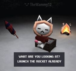 3d 3d_animation animated burning_snow cat cat_ears cat_tail chibi closed_eyes coat cute english_text erection fire fireworks furry heavy_balls indie_game low_poly male moving_penis sitting small_but_hung snow text thewammy12 white_body white_fur