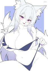 2025 bikini female female_only flat_colors fox fox_ears fox_girl furry furry_female furry_only magu_mm_0824 purple_eyes tagme_(artist) white_body white_fur