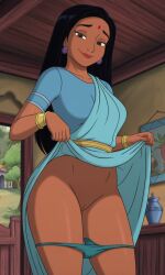 adoptive_mother ai_generated ass bindi black_hair brown_skin butt_focus disney ejaculation female indian_female jungle looking_at_viewer messua milf mother naked naked_female pussy pussy_penetration seductive seductive_look seductive_pose seductive_smile smile the_jungle_book
