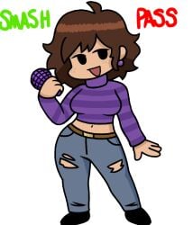 brown_hair brunette_hair female freckles friday_night_funkin friday_night_funkin_mod galaxy-sarah hispanic latina light-skinned_female light_skin oc own_character purple_ear_piercing sarah sarah_(galaxy-sarah) self_insert