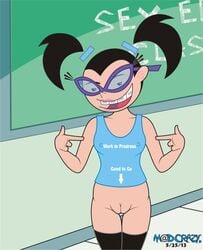 1girls bottomless braces classroom female female_only madcrazy nickelodeon nipple_bulge no_panties partially_clothed pussy stockings straight_hair tagme the_fairly_oddparents tootie vagina