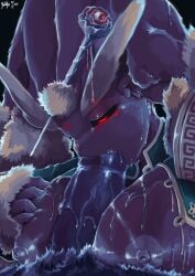 1boy animal_ears animal_nose artist_name black_background black_sclera body_fur breasts brown_fur chinese_clothes colored_sclera commentary dark dated english_commentary erection facial_mark fellatio female forehead_mark furry furry_female furry_male furry_with_non-furry gem glowing glowing_eyes gold_trim grabbing_own_breast hair_ornament hair_stick half-closed_eyes hand_on_own_head highres interspecies large_breasts large_penis long_sleeves looking_down lopunny mature_female nipples open_mouth oral paizuri penis pokemon pokemon_(creature) rabbit_ears rabbit_girl red_eyes red_gem saliva signature simple_background solo_focus straight sweat two-tone_fur uncensored upper_body veins veiny_penis yellow_fur yultzr
