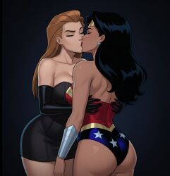 2girls ai_generated alternate_costume amazon arm_at_side ass back bangs bare_arms bare_back bare_legs bare_shoulders big_ass big_breasts black_background black_dress black_gloves black_hair blue_eyes blue_leotard bracer breasts brown_hair cleavage closed_eyes collarbone couple dc dc_comics dcau diana_prince dress duo earrings elbow_gloves female/female female_only femdom femsub gloves gold_jewelry half-closed_eyes heroine hugging jewelry justice_league justice_league_unlimited kissing legs legs_together leotard lezdom lezsub light_brown_hair lips lipstick long_hair looking_at_another love makeup medium_breasts mercy_graves mercy_graves_(justice_league) multicolored_clothing multicolored_leotard multiple_females multiple_girls mutual_yuri neck parted_bangs red_leotard red_lipstick romantic romantic_couple serious sghero1234 short_dress silver_bracer silver_earrings silver_jewelry standing star star_(symbol) star_earrings star_print straight_hair strapless strapless_dress strapless_leotard superhero_costume superheroine superman:_the_animated_series superman_(series) themysciran thick_thighs thighs tiara tube_dress two-tone_leotard villainess wonder_woman wonder_woman_(dcau) wonder_woman_(series) yuri