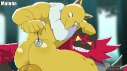 animated anus big_breasts big_penis bodily_fluids cum cum_on_floor flaccid flaccid_penis foreskin foreskin_folds forest furry gay gay_sex hypno hypno_(pokemon) incineroar male/male male_only male_penetrating_male maloba muscular muscular_male pecjob pokemon pokemon_(species) precum rimming rimming_male size_difference sound sweat tagme titjob veiny_penis video