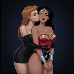 2girls ai_generated alternate_costume amazon arms_at_sides bangs bare_arms bare_legs bare_shoulders behind_another big_breasts black_background black_dress black_gloves black_hair blue_eyes blue_leotard bracer breasts brown_hair cleavage closed_eyes collarbone couple dc dc_comics dcau diana_prince dress duo earrings elbow_gloves female/female female_moaning female_only femdom femsub from_behind_position gloves gold_jewelry half-closed_eyes heroine highleg highleg_leotard hugging hugging_from_behind jewelry justice_league justice_league_unlimited kissing kissing_cheek legs legs_together leotard lezdom lezsub light_brown_hair lips lipstick long_hair looking_at_another love makeup medium_breasts mercy_graves mercy_graves_(justice_league) moaning moaning_in_pleasure multicolored_clothing multicolored_leotard multiple_females multiple_girls mutual_yuri neck open_mouth parted_bangs red_earrings red_leotard red_lipstick romantic romantic_couple round_teeth sghero1234 short_dress silver_bracer silver_jewelry standing star star_(symbol) star_earrings star_print straight_hair strapless strapless_dress strapless_leotard superhero_costume superheroine superman:_the_animated_series superman_(series) teeth themysciran thick_thighs thighs tiara tube_dress two-tone_leotard upper_teeth upper_teeth_only v_arms villainess wonder_woman wonder_woman_(dcau) wonder_woman_(series) yuri