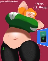 animated bbw big_belly big_breasts busty chubby dimpixelanimations exercise_clothing fat_ass training