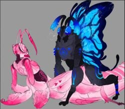 exquinoxe butterfly furry furry_only praying_mantis orchid_mantis gay yaoi size_difference insects insect bug wings vibrant_colors ulysseus lotus