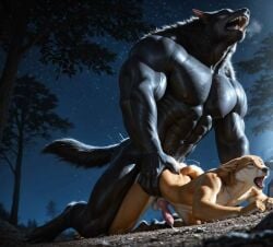 2boys ai_generated anal anal_sex animated anthro anthro_on_human canine couple cum cum_drip cum_dripping_from_ass cum_in_ass cum_inside doggy_style duo furry gay howling human human_male knotted knotting looking_pleasured looking_up male male_on_male mp4 muscular muscular_male no_sound orgasm orgasm_from_anal realistic tagme video werewolf wolf