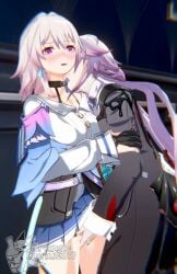 3d blush evernight_(honkai:_star_rail) fingering honkai:_star_rail march_7th_(honkai:_star_rail) moaning orangedonut33 partially_clothed selfcest standing standing_sex tagme video yuri