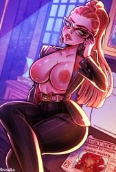 1girls 2026 2d 2d_(artwork) adjusting_eyewear alternate_version_available artist_name ass breasts clothed clothed_female desk earrings exposed_breasts female female_only glasses jean_grey looking_at_viewer marvel marvel_rivals mature mature_female mutant_(marvel) nipples no_sex office_clothing office_lady orange_hair phoenix_(marvel_rivals) phoenix_(seat_of_spring) phoenix_(x-men) ponytail poposhirat solo solo_female teacher teacher_outfit textless_version thick_thighs thighs tight_clothing topless topless_female x-men