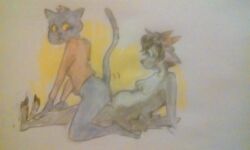 5:3 anthro bottomless bottomless_female bovid caprine clothed clothing domestic_cat duo etostyy felid feline felis female futanari goat handdrawn intersex intersex/female mae_borowski mammal night_in_the_woods on_bottom on_top penetration pussy reverse_cowgirl_position rose_(rosethegoat) sex shirt topwear traditional_media_(artwork) trans_woman transfem vaginal_penetration