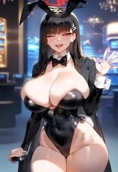 1girls ai_generated alternate_costume animal_ears bangs black_bow black_bowtie black_hair black_hairband black_leotard blue_archive blush bow bowtie breasts bright_pupils bunny_ears bunny_girl bunnysuit casino cleavage clothing collarbone covered_navel curvaceous curvaceous_female curvaceous_figure curvy curvy_figure detached_collar fake_animal_ears fake_tail female female female_focus groin hair_ornament hairclip halo hand_up highleg highleg_leotard huge_breasts indoors inviting inviting_to_sex jacket large_breasts leotard long_hair long_sleeves looking_at_viewer miyuai navel neckwear one_eye_closed open_mouth playboy_bunny presenting presenting_ass presenting_breasts presenting_hindquarters presenting_self rabbit_ears rabbit_tail red_eyes red_halo rio_(blue_archive) seductive seductive_look seductive_smile sideboob smile solo strapless strapless_leotard tail teeth thick_thighs thighs tsukatsuki_rio upper_teeth_only very_long_hair voluptuous voluptuous_female white_pupils wide_hips wrist_cuffs