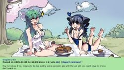 bowtie cat_ears cat_girl catgirl_counter eating feet female having_fun light-skinned_female mr.sir_69 nipple_slip nom picnic pumpkin_pie rule_34-tan rule_34_comment self_upload white_dress wholesome