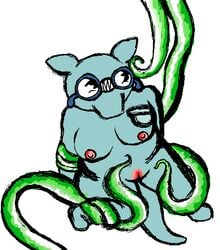 aardvark artist_request blue_skin furry genderswap_(mtf) glasses happy_tree_friends rule_63 sniffles_(htf) spread_legs tail tentacle