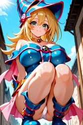 1girls ai_generated arm_down arm_up arms bent_knees black_brooch blonde_hair blue_boots blue_dress blue_hat blue_sky blush blush_stickers body_blush breasts bush cameltoe cleavage cloud cloudy cloudy_sky commission dark dark_magician_girl dark_type daylight dress female female_focus forest green_eyes hat high-res highres konami large_breasts leaf legs light-skinned_female light_skin lips long_arms long_hair long_legs magical_girl magician magician_hat monster monster_girl panties pantyshot pentagram pink_bow pink_brooch pink_lips pink_ribbon pink_skirt pink_trim pixiv pixiv_commission pixiv_id pixiv_link pixiv_username ribbon ribbon_panties shiny_ass shiny_cameltoe shiny_clothes shiny_hair shiny_skin skirt skirt_lift sole_female solo solo_focus spellcaster spellcaster_type squatting thick_thighs thighs tree very_long_hair wavy_hair whie_panties white_background yellow_trim yoshi_(artist) yu-gi-oh! yu-gi-oh!_duel_monsters