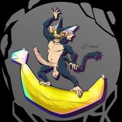 alternate_version_available black_fur donkey_kong_(series) donkey_kong_bananza erection foreskin gold_(metal) haplorhine isdxiii large_penis long_penis looking_at_viewer male male_only monkey monkey_feet nintendo nude nude_male penis prehensile_feet primate purple_nails uncircumcised veiny_penis void_kong yellow_eyes