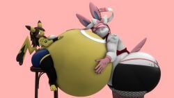 ass bbw big_ass big_breasts breasts bubble_ass bubble_butt cleavage eeveelution female huge_ass huge_breasts kingofthekabuto overweight pikachu pokemon pokemon_(species) queenofthekabuto sylveon tagme thick_thighs wide_hips