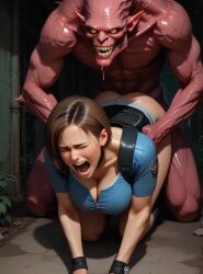 ai_generated animated breasts crying_with_eyes_open female jill_valentine large_breasts raped_by_monster resident_evil scared tagme video
