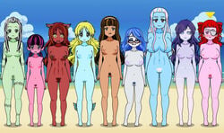 6+girls 9girls abbey_bominable clawdeen_wolf cleo_de_nile dengekimatsuko draculaura female frankie_stein ghoulia_yelps kisekae lagoona_blue monster_high multiple_girls operetta pubic_hair spectra_vondergeist