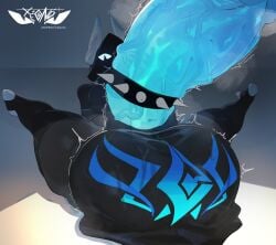 absurd_res accessory alien alien_humanoid balls big_balls big_penis black_body blue_penis clothing cock_ring erection genitals hi_res hoodie huge_balls huge_cock humanoid hyper hyper_balls hyper_genitalia hyper_penis jewelry long_penis male markings nexo_(xeono) nude penis penis_accessory penis_jewelry presenting presenting_balls presenting_penis solo spiked_cock_ring spikes teasing thick_penis thick_thighs topwear vein veiny_penis white_eyes xeono