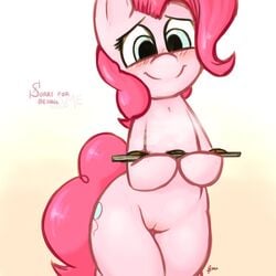 cutie_mark earth_pony equine female female_only friendship_is_magic front_view fur hair mammal my_little_pony nude pink_fur pink_hair pinkie_pie_(mlp) pony pussy smile solo standing straight_hair tagme tail terra-butt