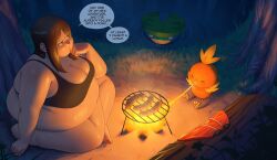 bbw belly_overhang better_with_salt big_belly big_female blush chubby chubby_female embarrassed fat fat_ass fat_female fat_fetish fat_girl fat_woman fatty female huge_belly large_female lotad may_(pokemon) morbidly_obese morbidly_obese_female obese obese_female overweight overweight_female pig plump pokemon pokemon_rse pork_chop speech_bubble thick_thighs torchic tubby weight_gain