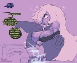 1girls 2018 addiction ahe_gao amethyst_(steven_universe) arm_support arms_behind_back artist_signature big_areola big_breasts big_nipples bikupan black_speech_bubble breasts chubby clitoris color crop_top cum_inside dialogue dildo english_text eyebrows eyebrows_visible_through_hair eyes_visible_through_hair female female_only fucked_senseless gem gem_(species) heart highres lapis_lazuli_(steven_universe) lavender_background lavender_hair legs_apart legs_up long_hair machine mind_break moaning nipple_slip nipples no_bra no_panties onomatopoeia peridot_(steven_universe) plump plump_lips purple_hair purple_skin sex_machine shortstack small_feet solo_focus speech_bubble spread_legs steven_universe stomach_bulge sweat thick_thighs thighs torn_clothes torn_pantyhose vaginal_penetration very_long_hair