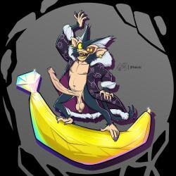 alternate_version_available black_fur clothing donkey_kong_(series) donkey_kong_bananza erection foreskin fur_coat gold_(metal) haplorhine isdxiii large_penis long_penis looking_at_viewer male male_only monkey monkey_feet nintendo nude nude_male penis prehensile_feet primate purple_nails uncircumcised veiny_penis void_kong yellow_eyes