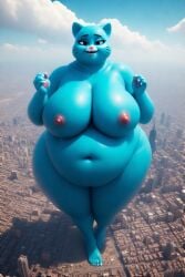 ai_generated anthro anus back_view bbw breasts chubby cinematic female furry giantess ginormous_ass high-angle_view large_breasts massive_thighs nicole_watterson nipples perchance_ai pussy the_amazing_world_of_gumball voluptuous